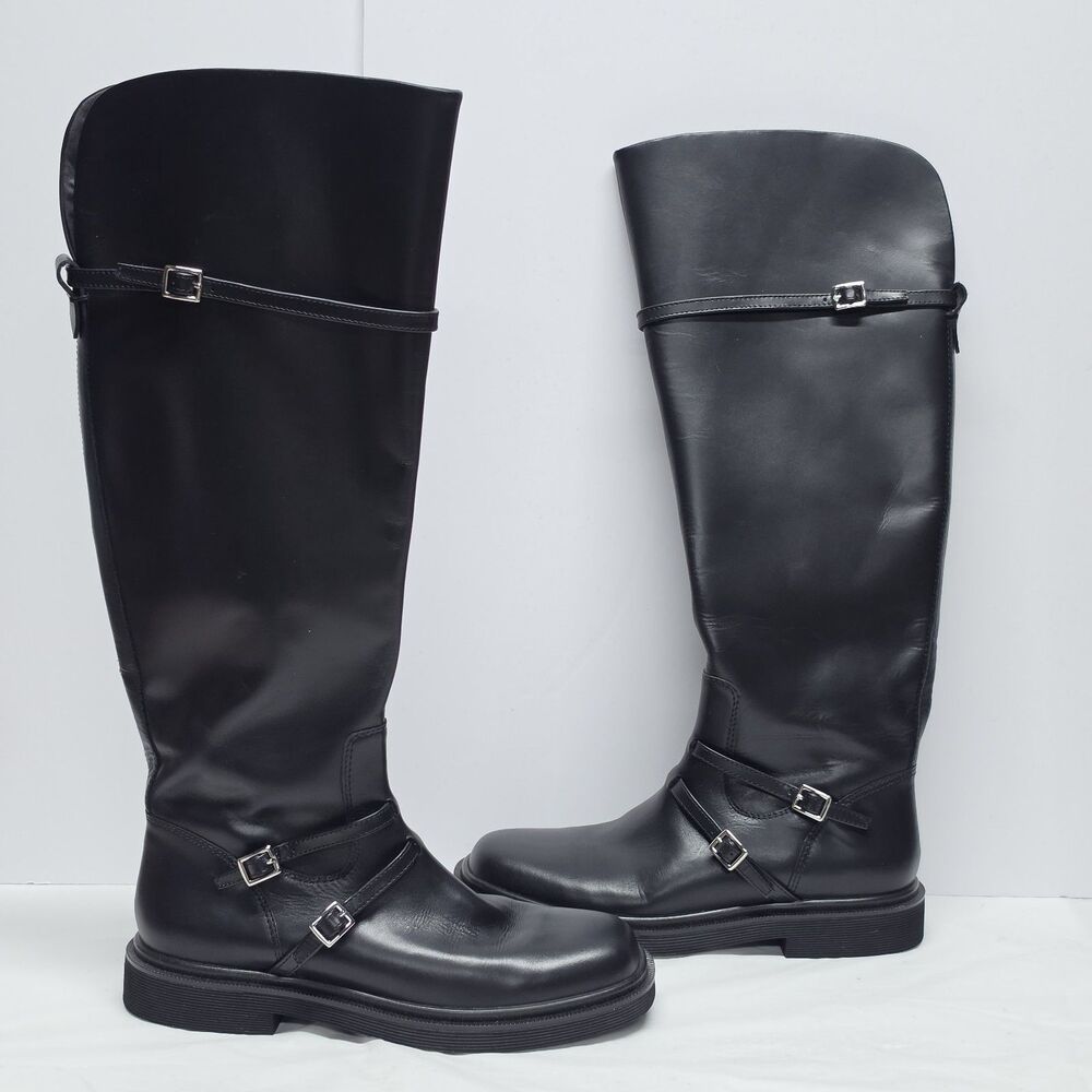 Franco Sarto Ainsley Women's Knee High Riding Boot In Shiny Black Leather 7M